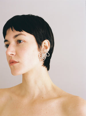 Sculpture Earring Silver beads