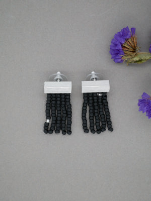 Frosted Black Silver Lined Crystal Mini Fringe