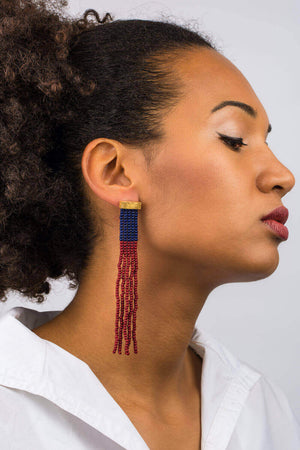 Gold Ohrringe Fringe "Navy Red"