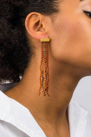 Gold Ohrringe Fringe "Raw Sienna Picasso Brown"