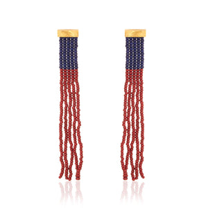 Gold Ohrringe Fringe "Navy Red"