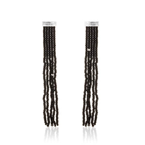 Silber Ohrringe Fringe "Frosted Black Silver Lined Crystal"
