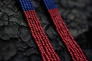 Gold Ohrringe Fringe "Navy Red"