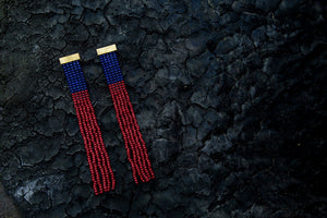 Gold Ohrringe Fringe "Navy Red"