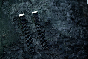 Silber Ohrringe Fringe "Frosted Black Silver Lined Crystal"