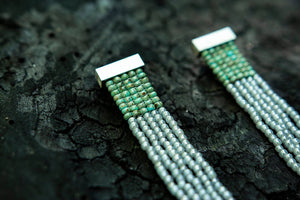 Silber Ohrringe Fringe "Seafoam Green Picasso Mineral Grey"