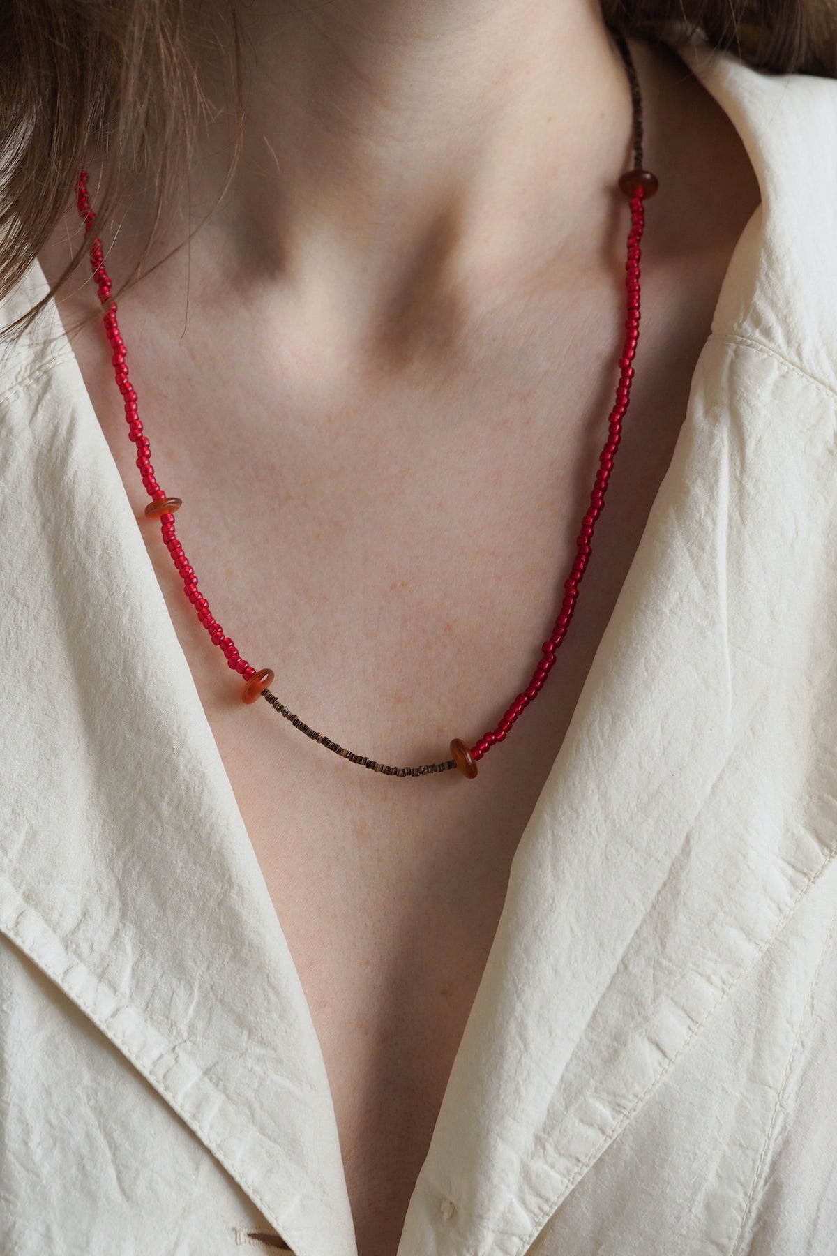 Heishi Amber Necklace