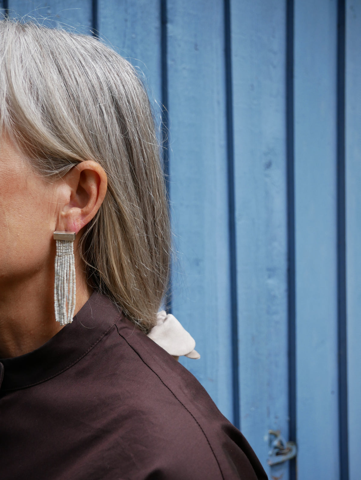 Heishi Fringe Grey