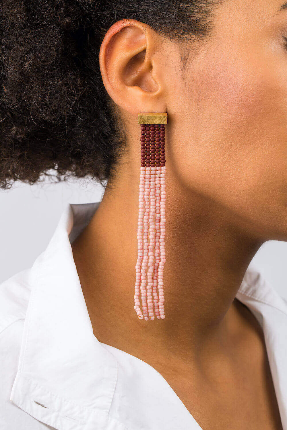 Gold Ohrringe Fringe &quot;Vistoris Lake Brown Ancient Rose&quot;