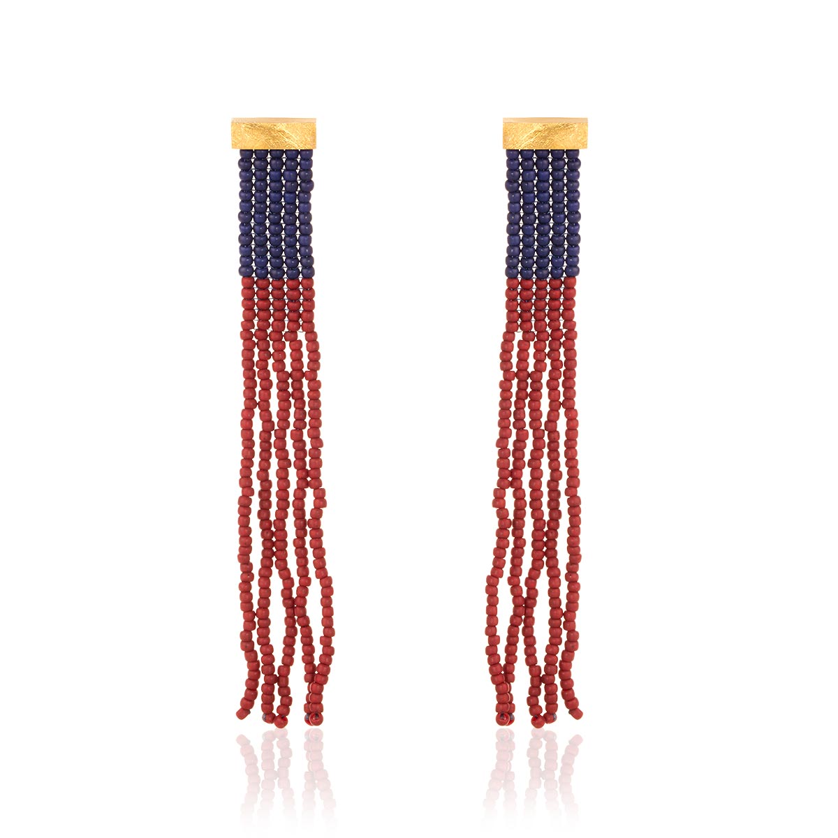 Gold Ohrringe Fringe &quot;Navy Red&quot;