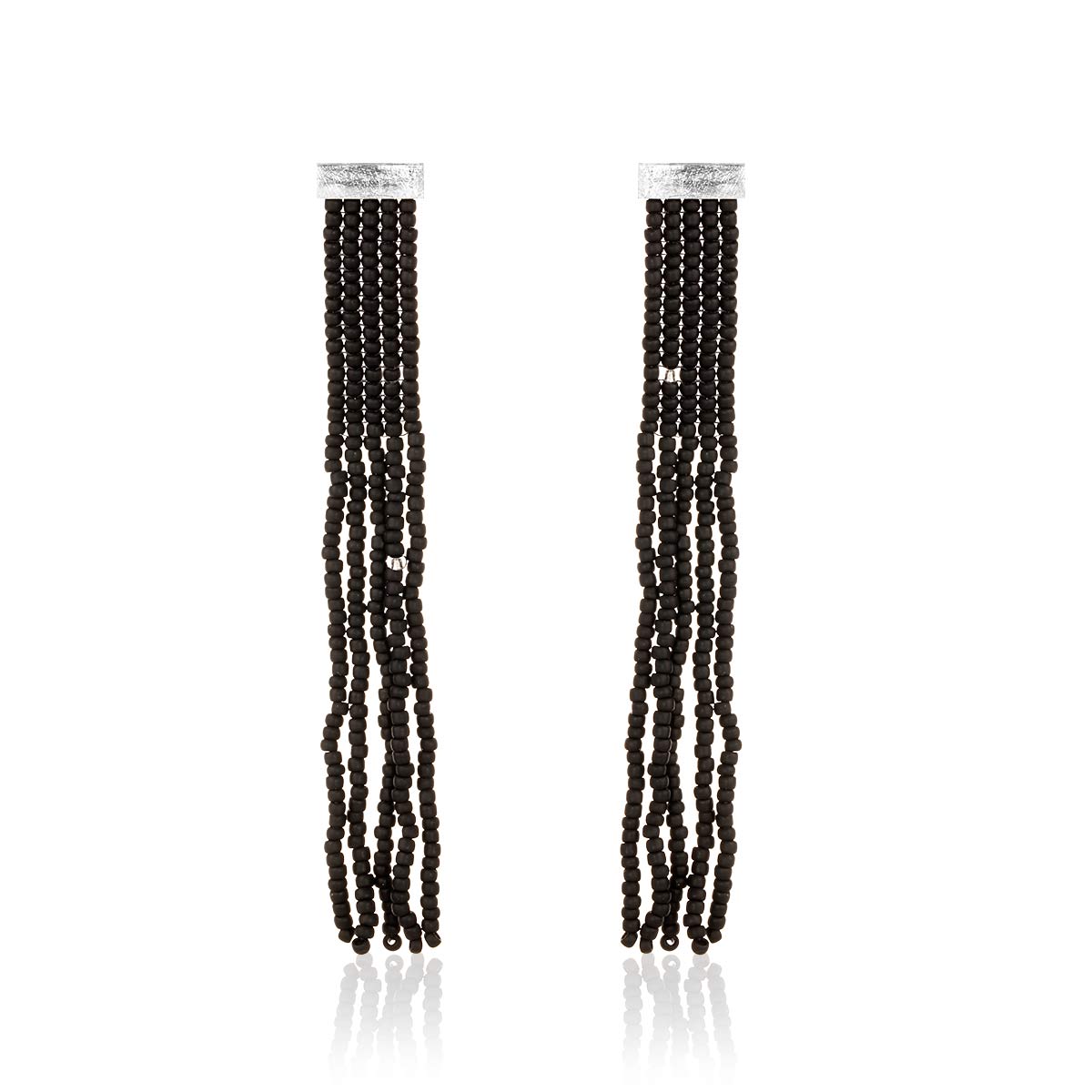 Silber Ohrringe Fringe &quot;Frosted Black Silver Lined Crystal&quot;