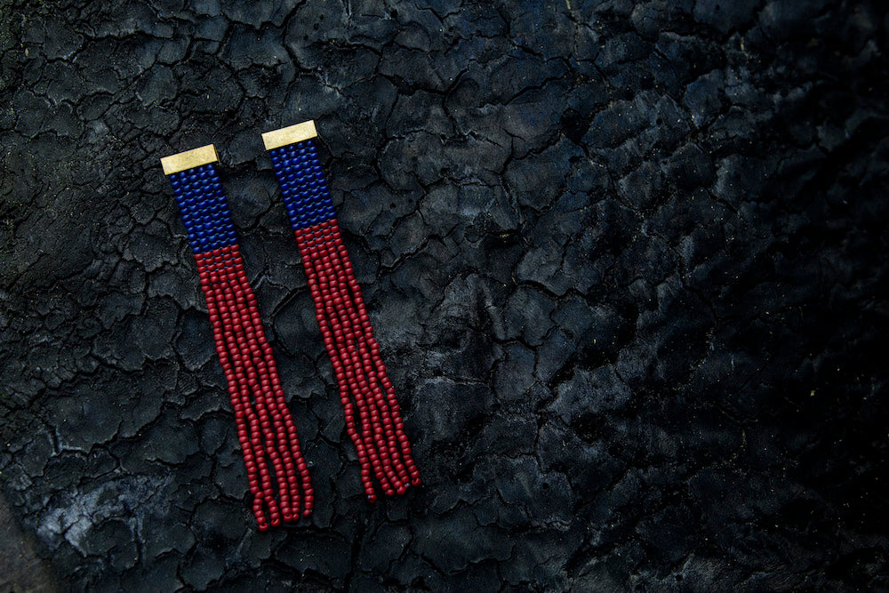 Gold Ohrringe Fringe &quot;Navy Red&quot;